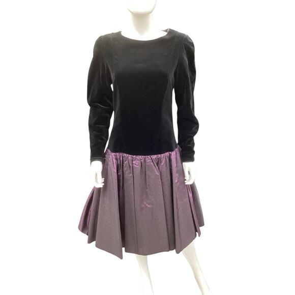 Vintage Laura Ashley Dress Women’s SZ 10 Velvet And Taffeta Big Bow On The Back - Picture 1 of 5